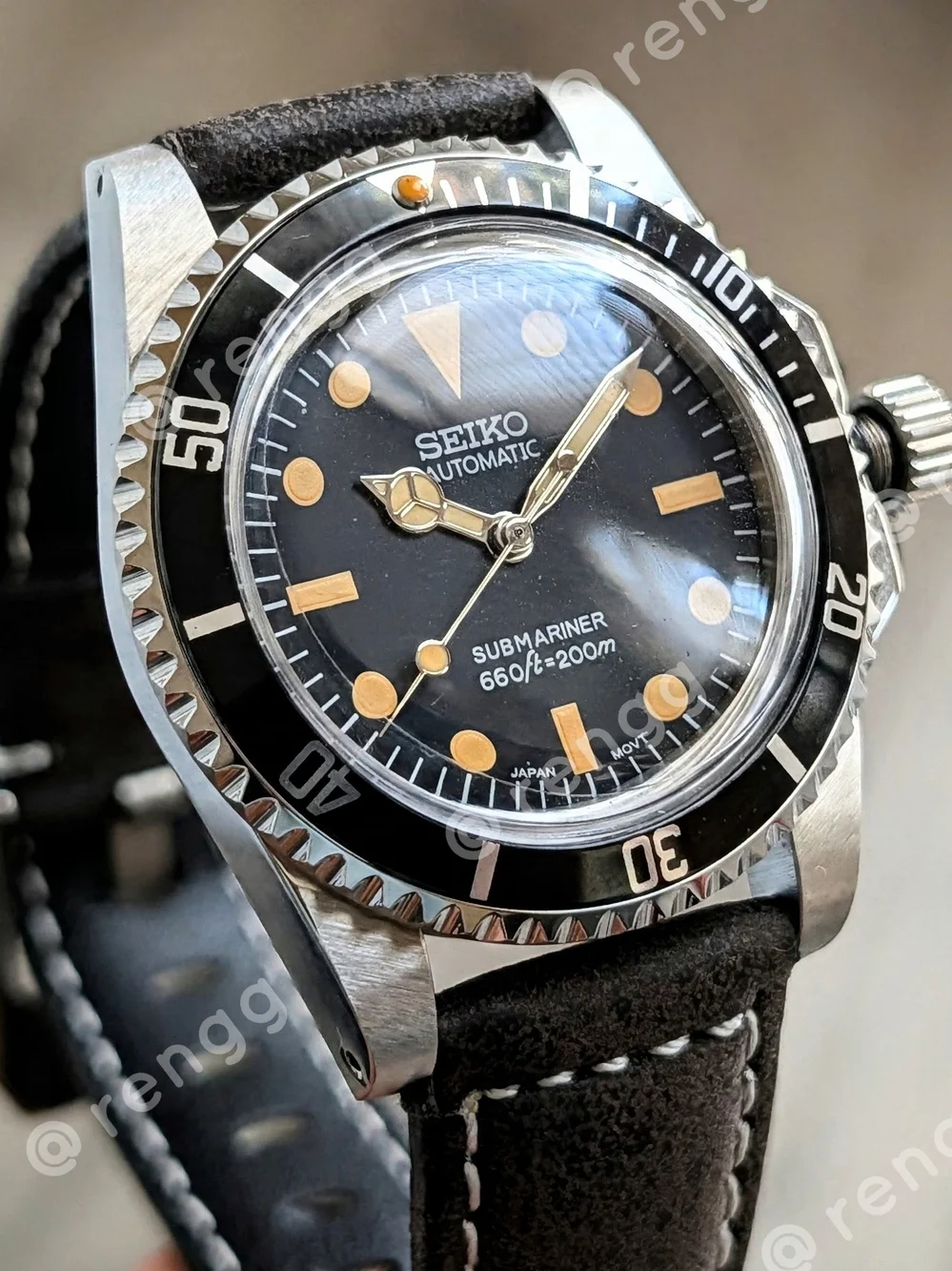 40mm Vintage Style Seiko Submariner Style Diver Mod Watch Smooth Sweep Second